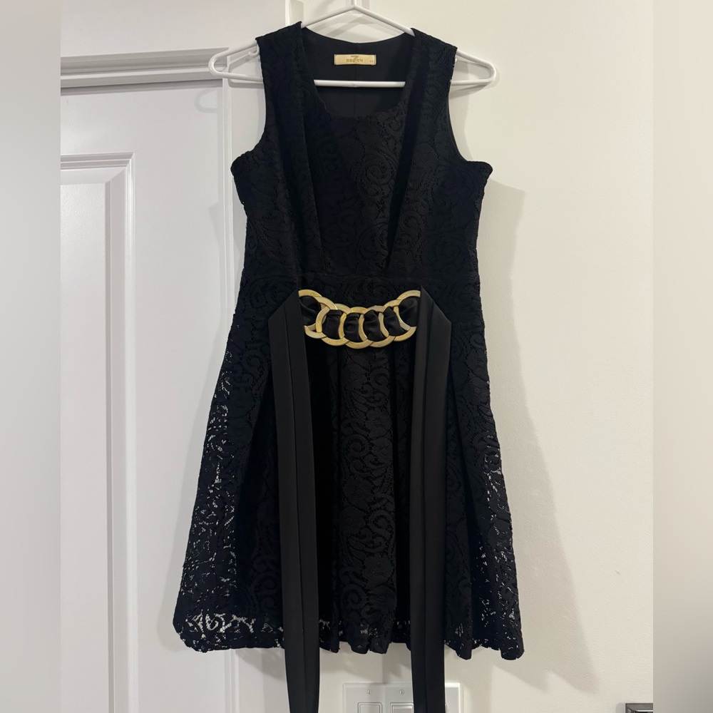 Seven7 Black Dress with Gold Label
